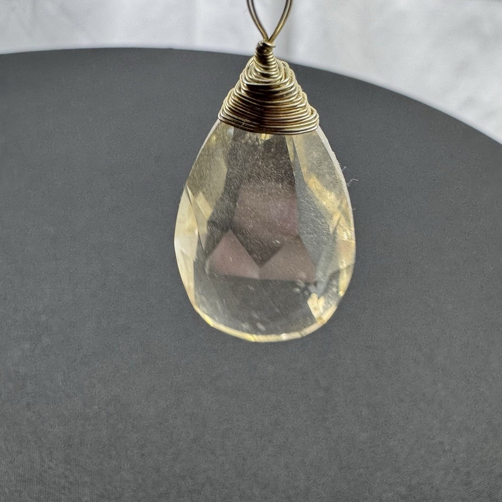 Crystal Teardrop Pendant on Gold Plated  Chain Necklace 24‎ inches